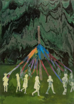 Agnieszka Sośnia,  Axis mundi (front), akryl na desce, 50 x 70 cm, 2017 