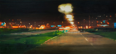 Z cyklu: "Mapy światła", 2012, olej, 130 x 280 cm