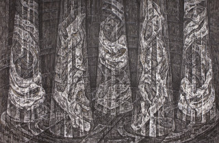 ,, Sława'', rysunek, płyta MDF, 240x370cm, 2016 r.