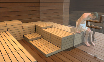 Paula Smolka / Projekt wnętrza sauny dla os&oacute;b korzystających z w&oacute;zka inwalidzkiego