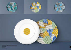 Projekt kolorystyki i aplikacji graficznej na wybrany zestaw ceramiczny  - kompozycja talerzy okolicznościowych