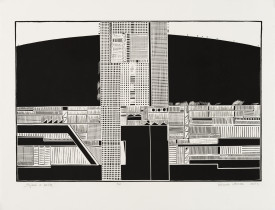 "Pejzaż z hałdą", linoryt, 1969