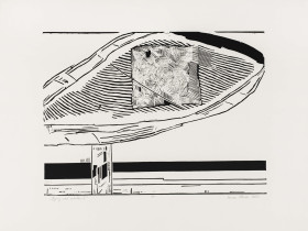 "Dymy nad miastem II", linoryt, 1983