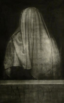 Szymon Prandzioch, Niedokończona rozmowa, mezzotinta, 49,5x31,5, 2012