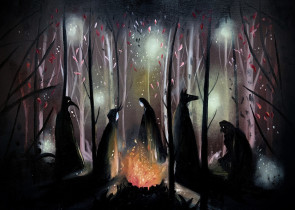 Natalia Szwed (III rok/GW), Ognisko, olej na płótnie, 50 x 70 cm, 2020