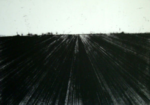 Bogdan Topor, Landscape, dry point, 50x60