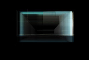 Marta Pogorzelec, Enter the Void I, druk UV na pleksi, czarna taśma, 97 x 140 cm, 2012