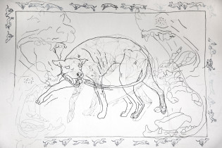 Magdalena Palian, "lęki", haft na tkaninie.