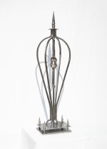 "Cyrografia", stal, guma stemplarska, 120x45x45cm, 2024