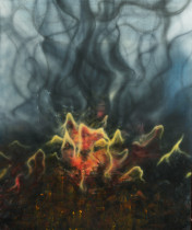 Ogień, olej na płótnie, 120 x 100 cm, 2022